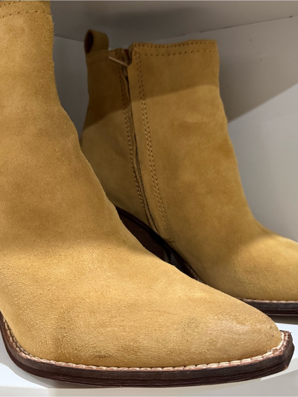 Zodiac Suede Ankle Boots in Mustard Yellow